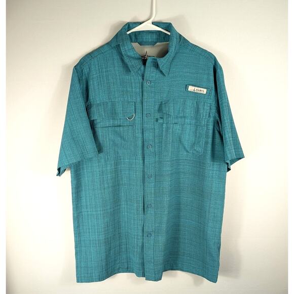 Habit Men’s M Fishing Shirt Scuba Blue Heather UPF 40+ Vented Pockets Outdoor - Picture 1 of 4